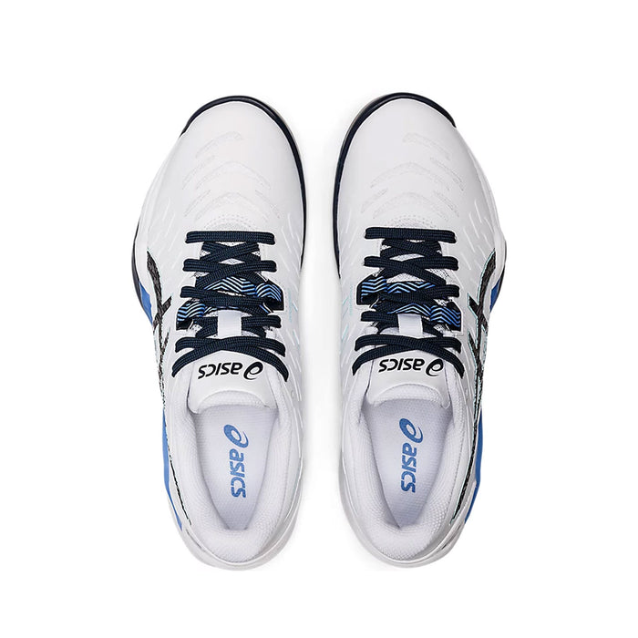 Asics gel Blast FF 2 women's indoor court shoe for squash badminton pickleball white / French Blue colorway