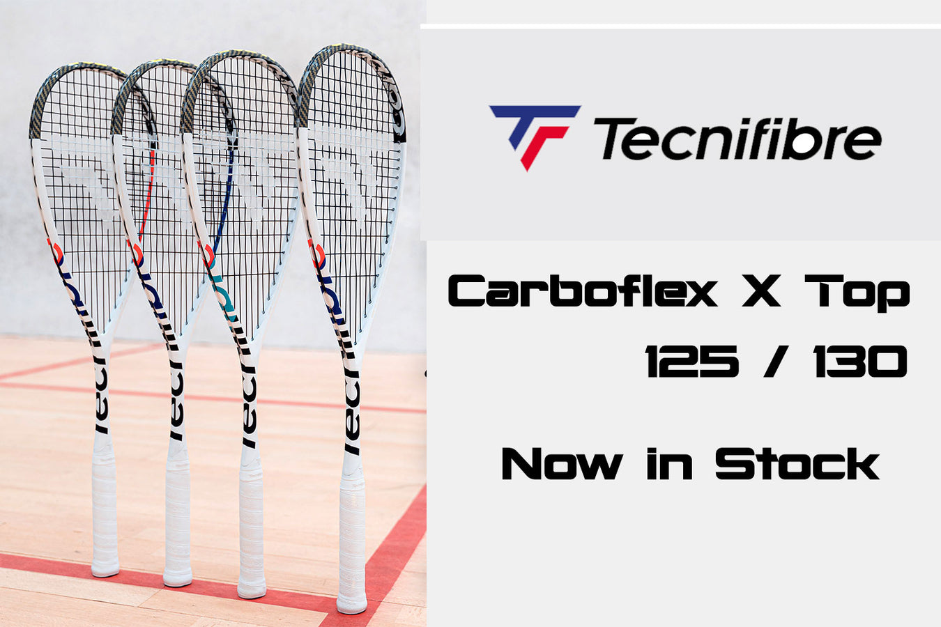 Picture of Tecnifibre carboflex xtop 125 130 squash racquets now in stock at racquet science in ontario canada