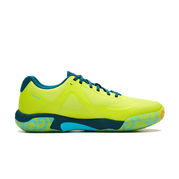 kanso dragonfly 2 indoor court shoe from sweden lime / blue color medial side