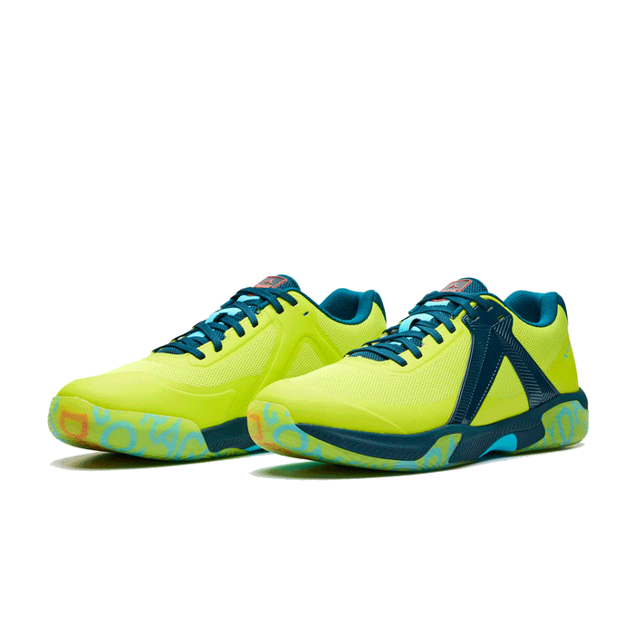 kanso dragonfly 2 indoor court shoe from sweden lime / blue color side view