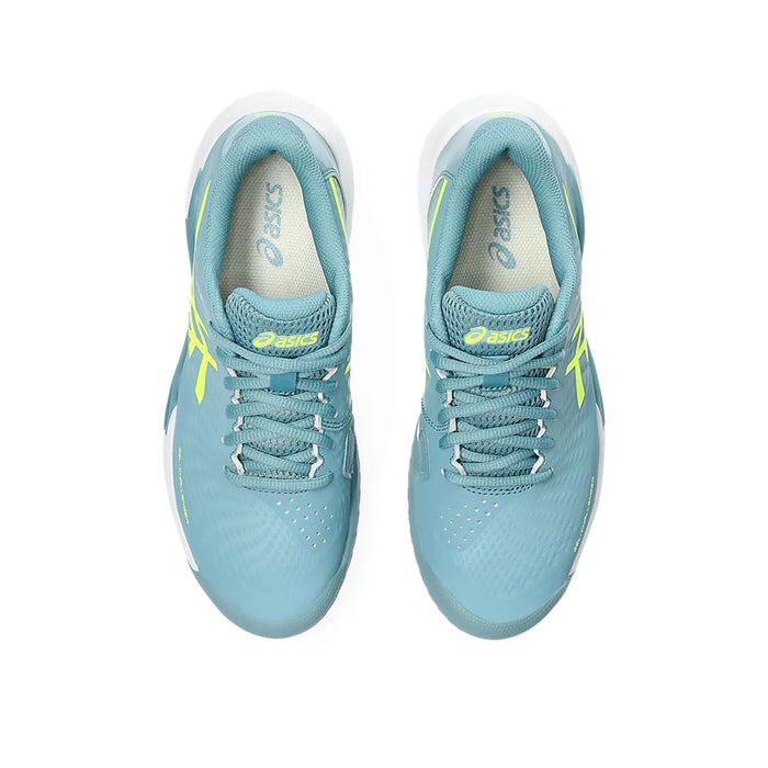 asics gel challenger 14 womens ladies tennis pickleball outdoor court shoe gris blue top view