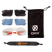 Onix eyewear kit with sunglasses, lens covers, and carrying case on a white background