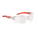 Clear safety glasses with red frames on a white background nix owl glasses for pickleball squash 