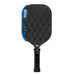 Black and blue pickleball paddle with 'Edge' branding on a white background made by Diadem with blue foam core
