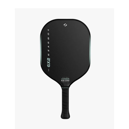 Black and green pickleball paddle with 'Gearbox' branding on a white  background gx2 hyper 