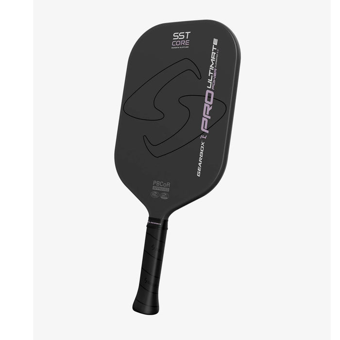 gearbox pro ultimate power 14mm black pickleball paddle on white background