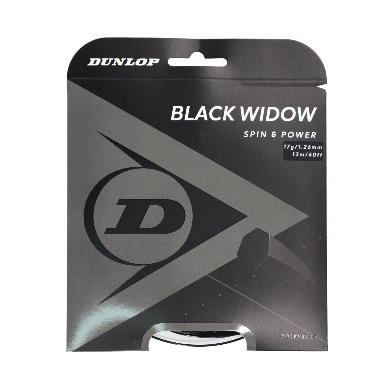 dunlop black widow 17g shaped polyester string tennis