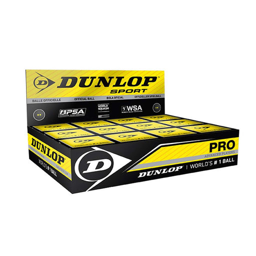 The squash ball for advanced players - Dunlop Pro - dozens double yellow dot