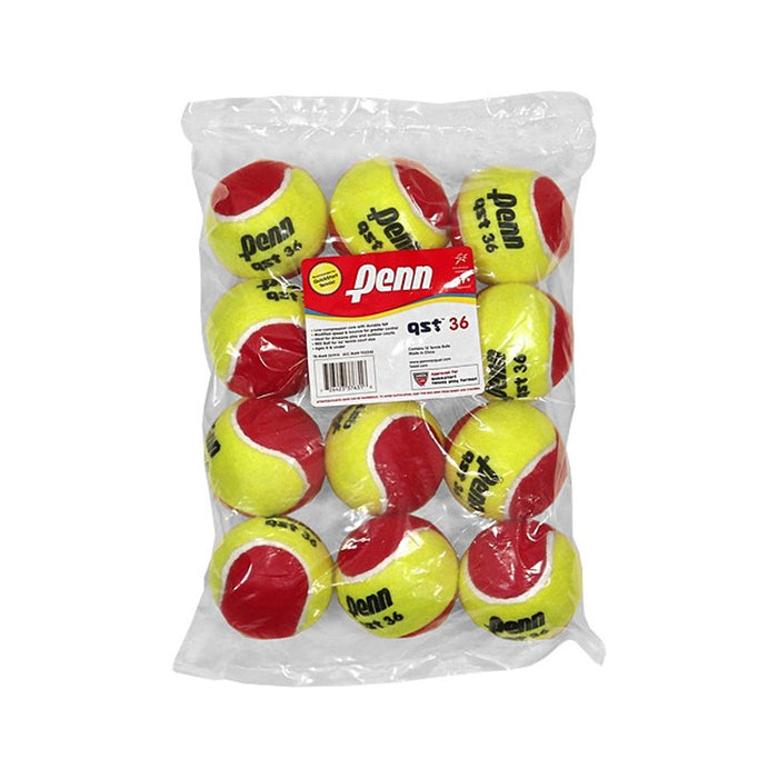 penn qst 36 tennis ball kids juniours red / yellow felt