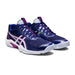 asics gel blade 8 womens indoor court shoe for squash badminton or pickleball. Dive Blue color front view