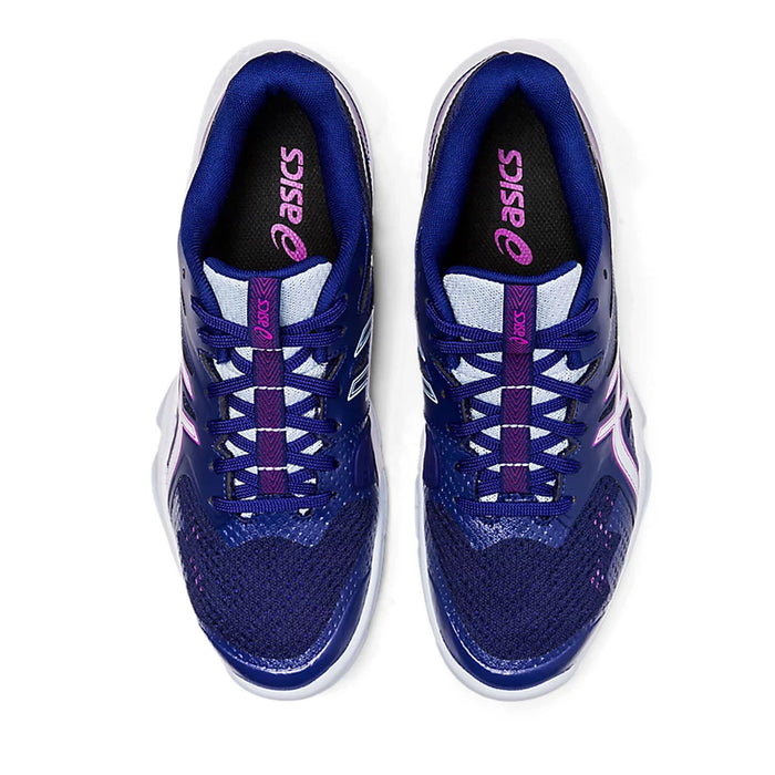 asics gel blade 8 womens indoor court shoe for squash badminton or pickleball. Dive Blue color top view
