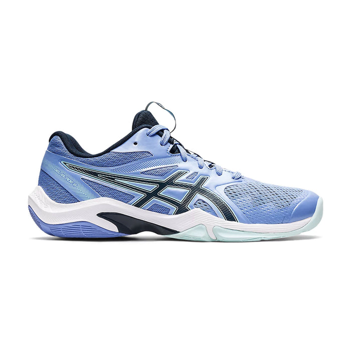 asics gel blade 8 womens indoor court shoe for squash badminton pickleball periwinkle / french blue color