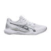 Asics tactic inddor court shoe for pickleball squash badminton gel cushioning white silver colorway