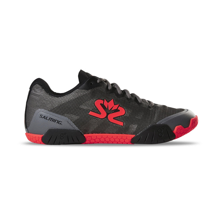 The Salming Hawk Indoor court shoe now in gunmetal color for squash, badminton, and pickleball.