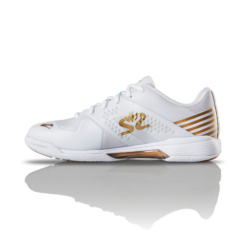 salming womens ladies viper 5 white gold indoor court shoe for squash pickleball badminton best high performance inside medial