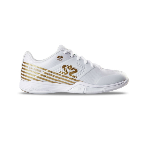 salming womens ladies viper 5 white gold indoor court shoe for squash pickleball badminton best high performance classic
