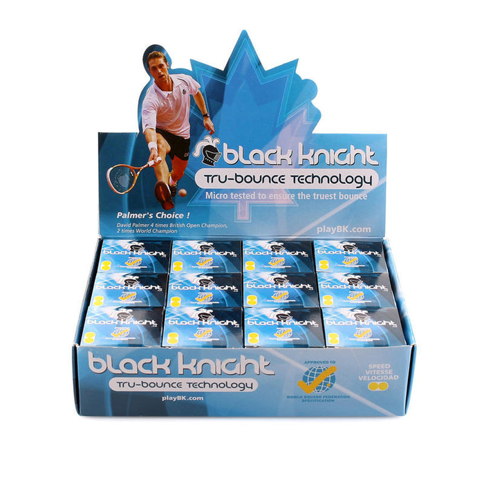 Black Knight Tru Bounce Double Yellow Squash Ball (Singles or Packs of 12)