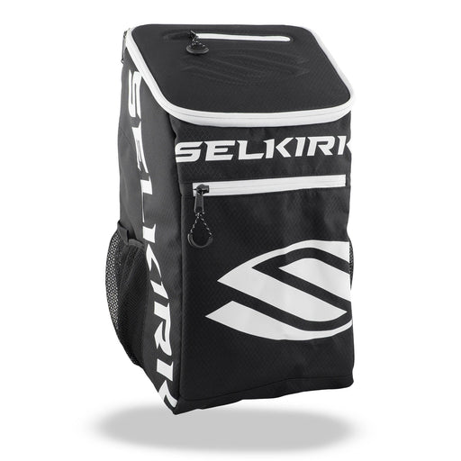 Selkirk team backpack for pickleball multiple pockets black white strong material comfortable