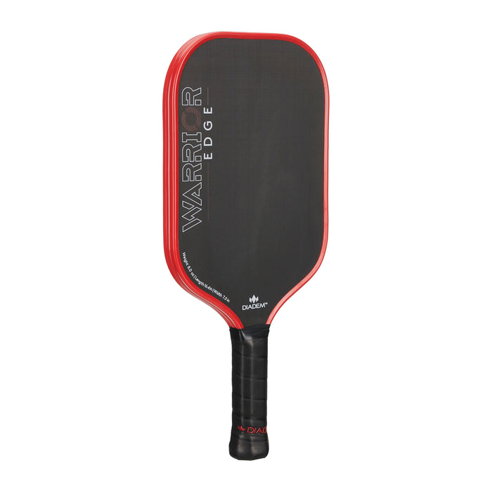 diadem warrior edge red pickleball paddle now at racquet science in kingston ontario canada 16mm thick etched graphite face 4 1/8 grip side view