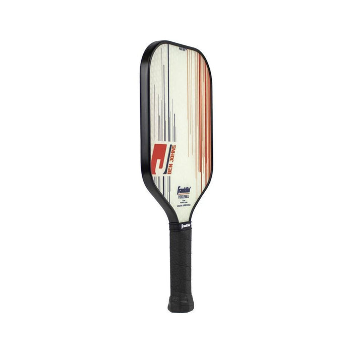franklin ben johns 13mm pickleball paddle white black red colorway maxgrit texture longer handle head heavy stable side view