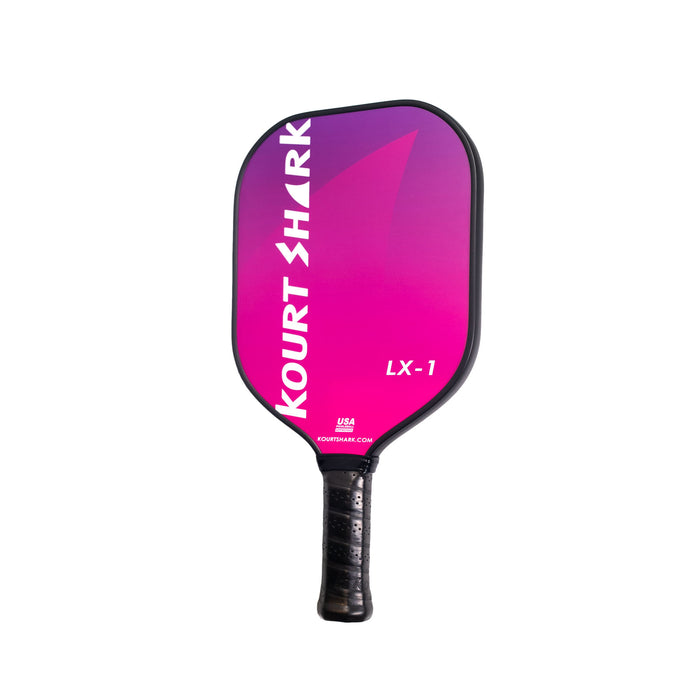 kourt sharl lx1 price point beginner intermedaite pickleball paddle Canadian company fiberglass face honeycomb core textured surface pink color