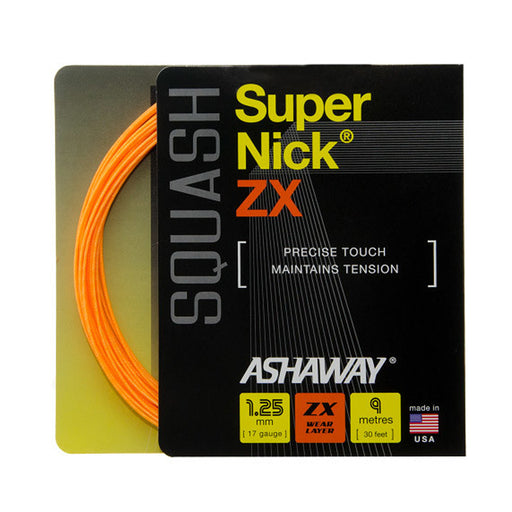 Ashaway Supernick ZX squash string - feel & control with better tension maintenance.