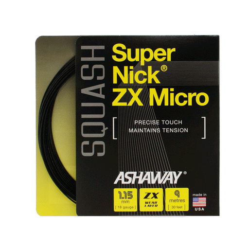 Ashaway Supernick ZX Micro - an 18 guage textured squash string.