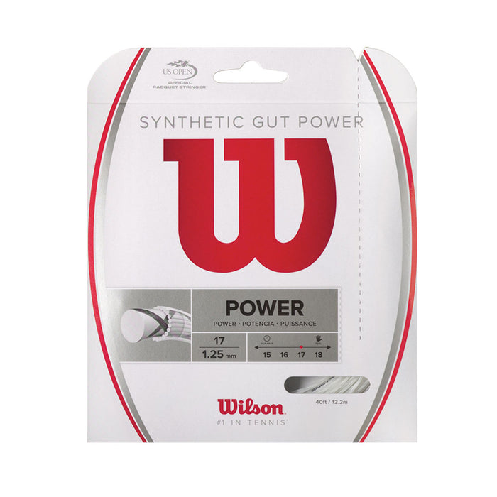 Wilson Syn Gut Power 17 white string for tennis or squash 17g gauge